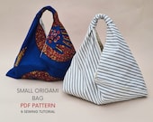 Small Japanese Folded Bag | PDF Sewing Pattern with Tutorial | Instant Digital Download | Easy Triangle Bag Pattern | Origami Sewing Project