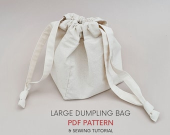 Grand sac à cordon pour boulettes | Patron de couture PDF et tutoriel | Téléchargement numérique instantané | Sac à projets créatifs | Sac de toilette ou sac à bandoulière