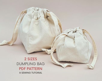 Small & Large Drawstring Pouch | PDF Bag Sewing Pattern and Tutorial | Instant Digital Download | Toiletry Bag | Two Sizes | Make Up Holder