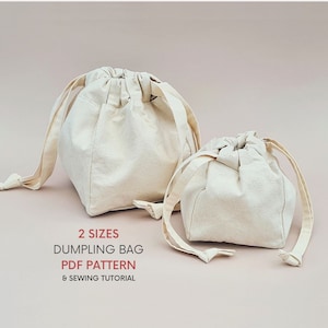 Bolsa con cordón pequeña y grande / Patrón de costura y tutorial de bolsa en PDF / Descarga digital instantánea / Neceser / Dos tamaños / Estuche para maquillaje