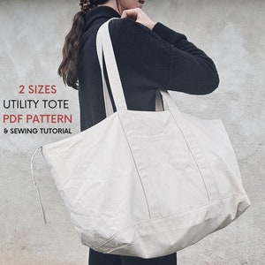 Small & Large | Pocket Tote Bag PDF Sewing Pattern and Tutorial ...