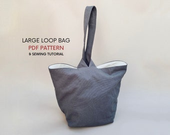 Large Loop Bag | Instant Digital Download | Pull Through Closure | Simple Easy Minimal Design | Big Reversible Canvas Bag | Fun Beach Tote