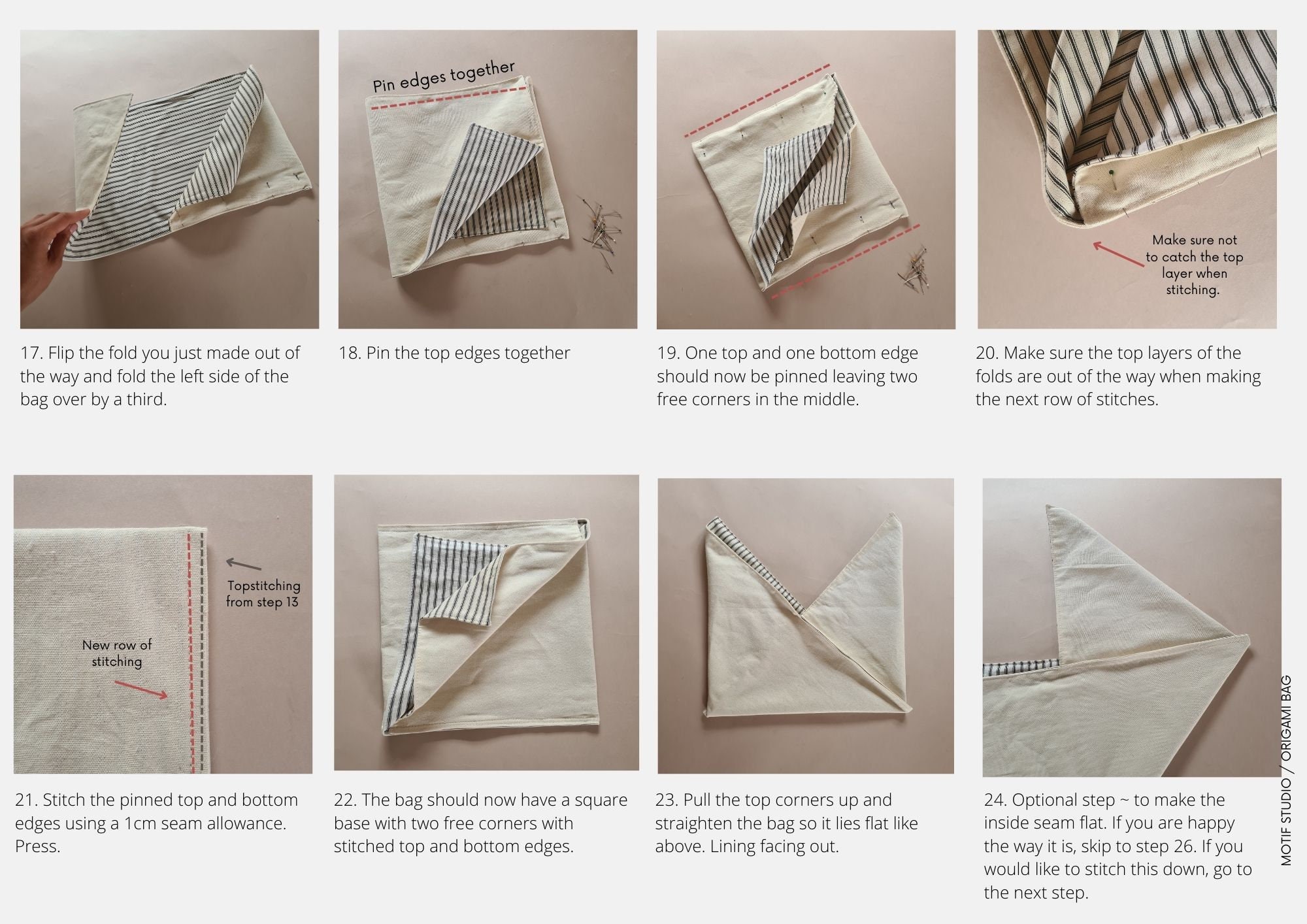 step by step origami bag