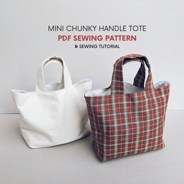 Bolso de mano pequeño con asa gruesa / Patrón de costura en PDF y tutorial / Descarga digital instantánea / Bolso fácil para artículos esenciales / Bolso de mano pequeño con asa corta