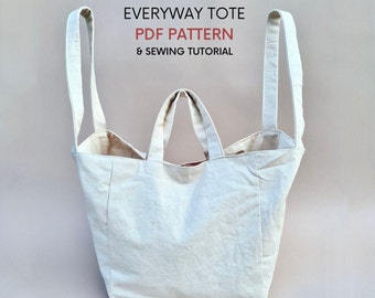 Everyday Taschentasche | PDF Schnittmuster & Nähanleitung | Sofortiger digitaler Download | Schulter und Tragetasche | Vier-Griff-Einkaufstasche | Einfach Alltag