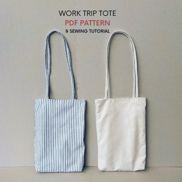 Work Trip Tote Bag | PDF Sewing Patterns & Tutorial | Laptop Bag | Easy Classic Tote | Long Handle Tote | Fully Lined Bag