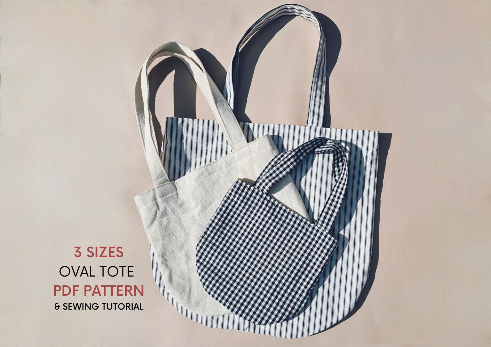 Oval Tote | PDF Sewing Patterns With Tutorial | Small Medium & Large ...