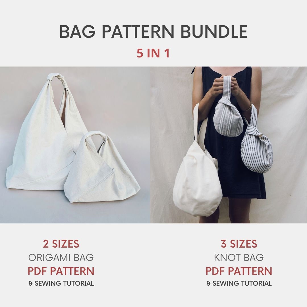 OSTKAKA ★ KNOT MINI QUILTING BAG_RED [正規品/関税込] 5 in 1 | Pattern Bundle | Knot Bag & Origami Bag | PDF