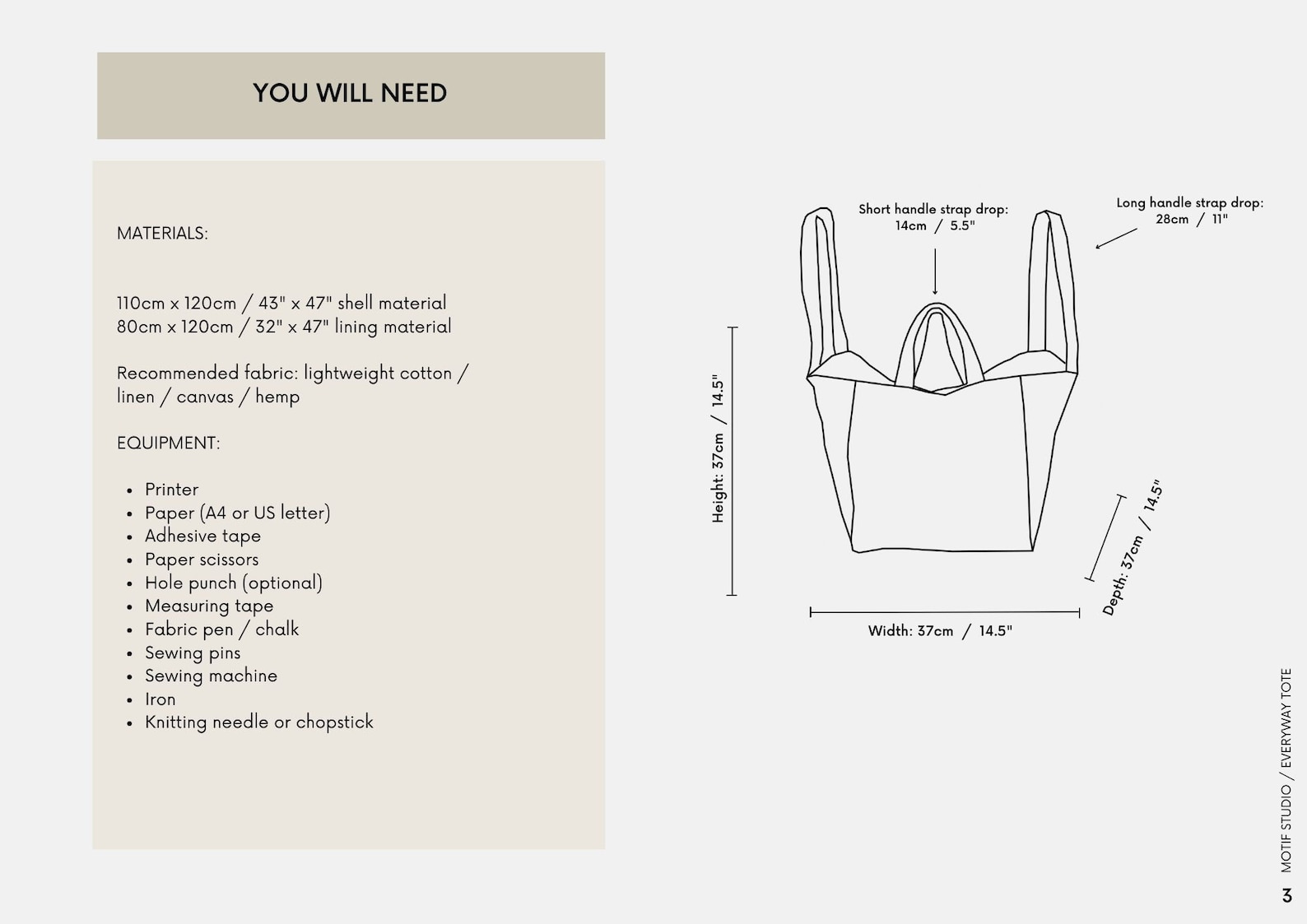 Large Everyway Tote Bag | PDF Sewing Pattern & Tutorial | Instant ...