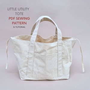 Small Pocket Tote Bag | PDF Sewing Pattern & Tutorial | Instant Digital Download | Easy Sewing Project | Reversible Canvas Tote Bag Pattern