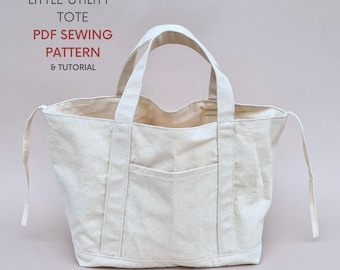 Small Pocket Tote Bag | PDF Sewing Pattern & Tutorial | Instant Digital Download | Easy Sewing Project | Reversible Canvas Tote Bag Pattern