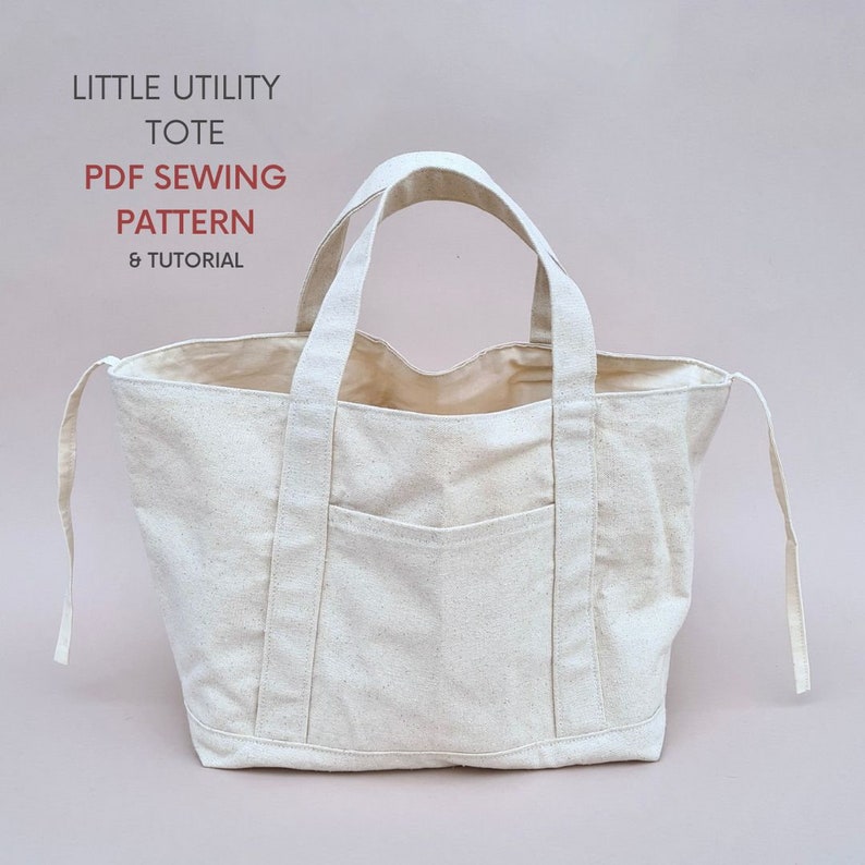 Small Pocket Tote Bag | PDF Sewing Pattern & Tutorial | Instant Digital Download | Easy Sewing Project | Reversible Canvas Tote Bag Pattern image 1