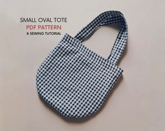 Small Oval Tote Bag | PDF Sewing Patterns with Tutorial | Cute Everyday Bag | Round Bottom Tote | Summer Wedding Bag | Simple Easy Shape
