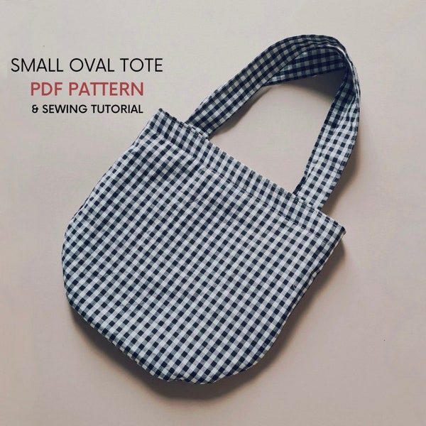 Bolso de mano ovalado pequeño / Patrones de costura en PDF con tutorial / Bolso bonito para uso diario / Bolso de mano con fondo redondo / Bolso de boda de verano / Forma sencilla y fácil