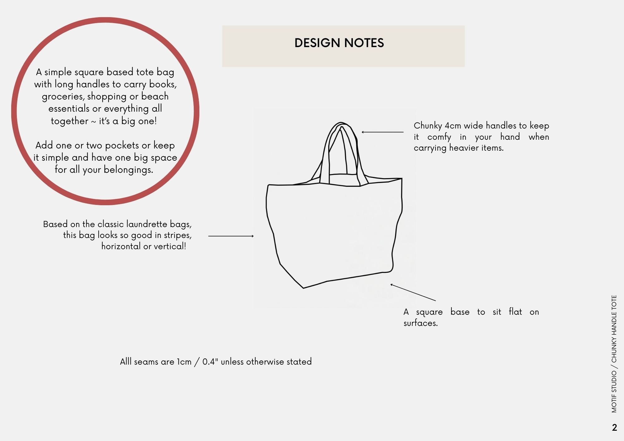 Large Chunky Handle Tote Bag | PDF Sewing Pattern & Tutorial | Instant ...
