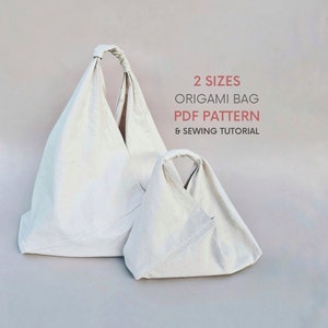 Small and Large Origami Bag PDF Sewing Pattern & Tutorial | Instant Digital Download | Easy Triangle Market Bag | Fun Quick Sewing Project