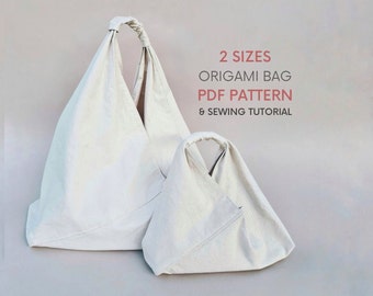 Small and Large Origami Bag PDF Sewing Pattern & Tutorial | Instant Digital Download | Easy Triangle Market Bag | Fun Quick Sewing Project