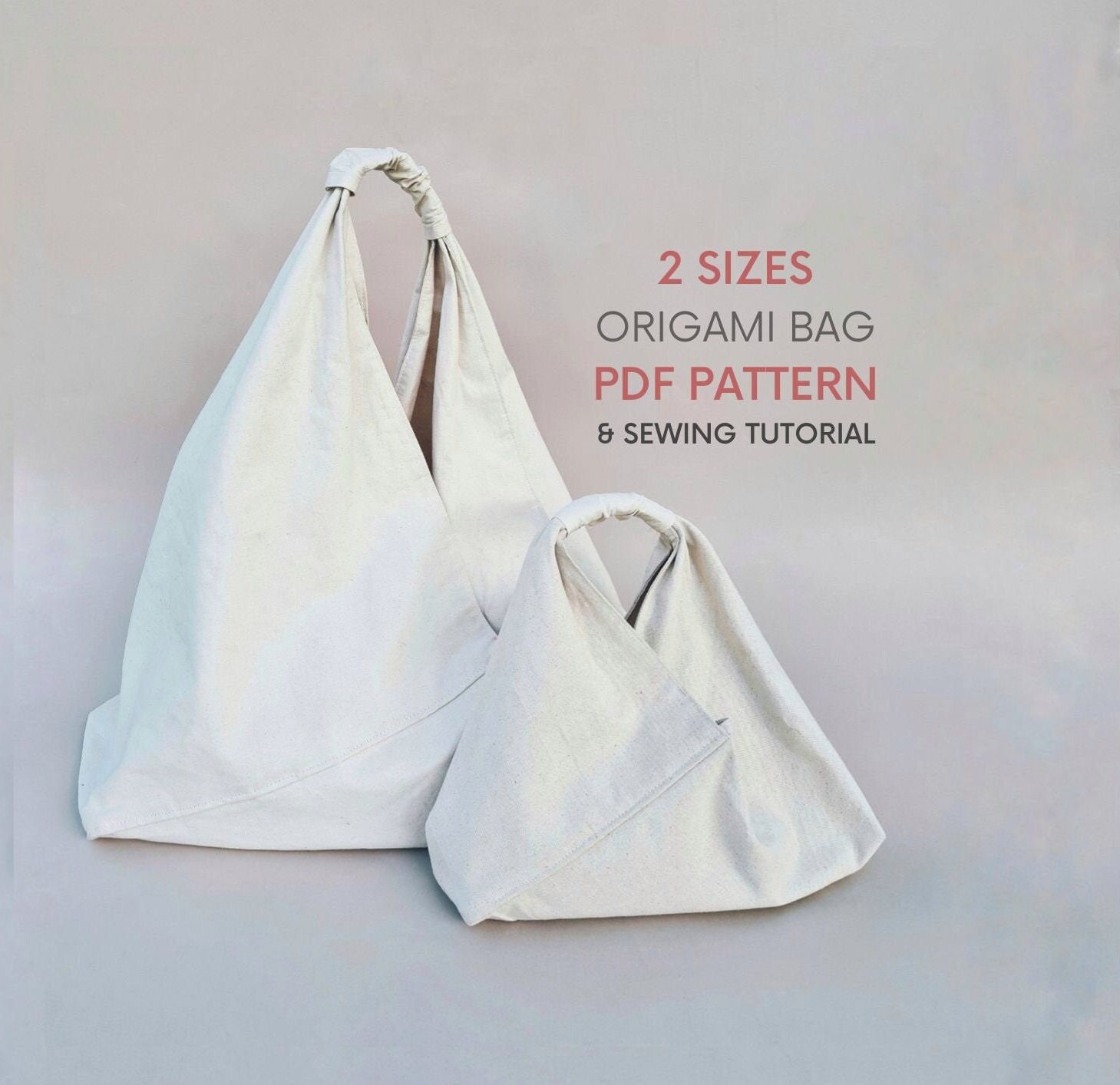 Small and Large Origami Bag PDF Sewing Pattern & Tutorial 