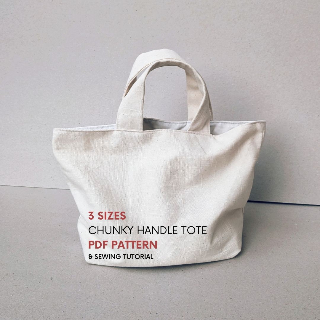 Three Sizes Chunky Handle Tote Bag PDF Sewing Pattern and