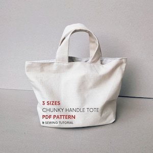Sac fourre-tout à grosses poignées en trois tailles | Patron de couture PDF et tutoriel | Téléchargement numérique instantané | Couture facile | Modèle de sac en toile d'été