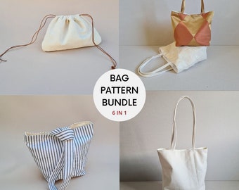 6 in 1 | Bag Pattern Bundle | PDF Sewing Patterns with Tutorial | Disco Bag | Sadie Purse | Day Trip Tote | Loop Bag | Easy Beginner Sewing