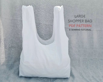 Große Eco Shopper Tasche | PDF Schnittmuster mit Anleitung | Sofortiger digitaler Download | Wiederverwendbare Tragetasche Muster | Nachhaltige Einkaufstasche