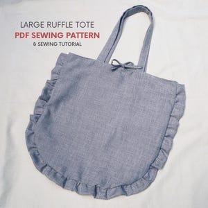 Large Ruffle Tote | PDF Sewing Pattern & Tutorial | Fully lined | Frill Summer Bag with Bow | Easy Beginner Sewing | Cute DIY Bag
