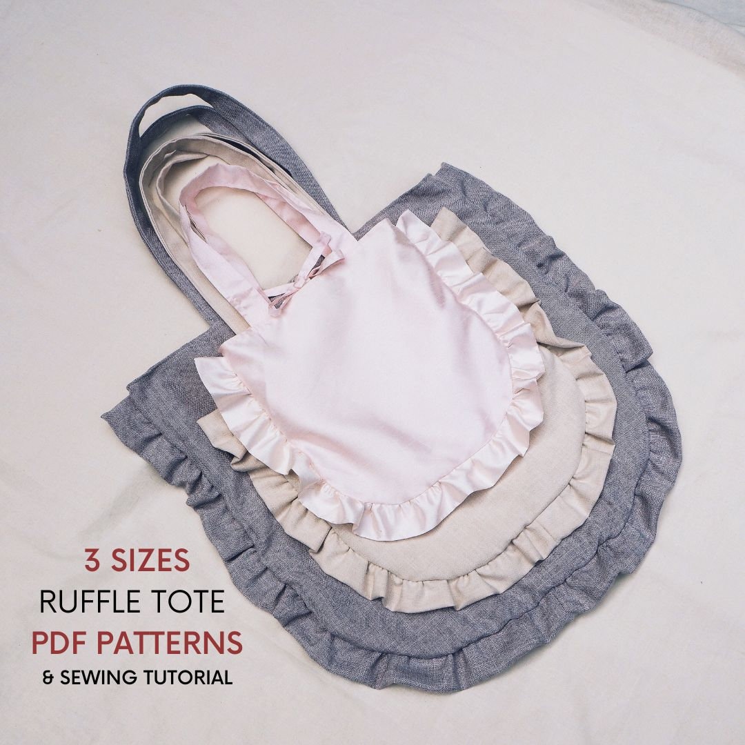 Ruffle Tote Bag | PDF Sewing Patterns With Tutorial | Small Medium ...