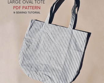 Grand sac fourre-tout ovale | Patrons de couture PDF avec tutoriel | fourre-tout à fond rond | Grand sac de plage d'été | Simple Facile au quotidien | Sac de vacances amusant
