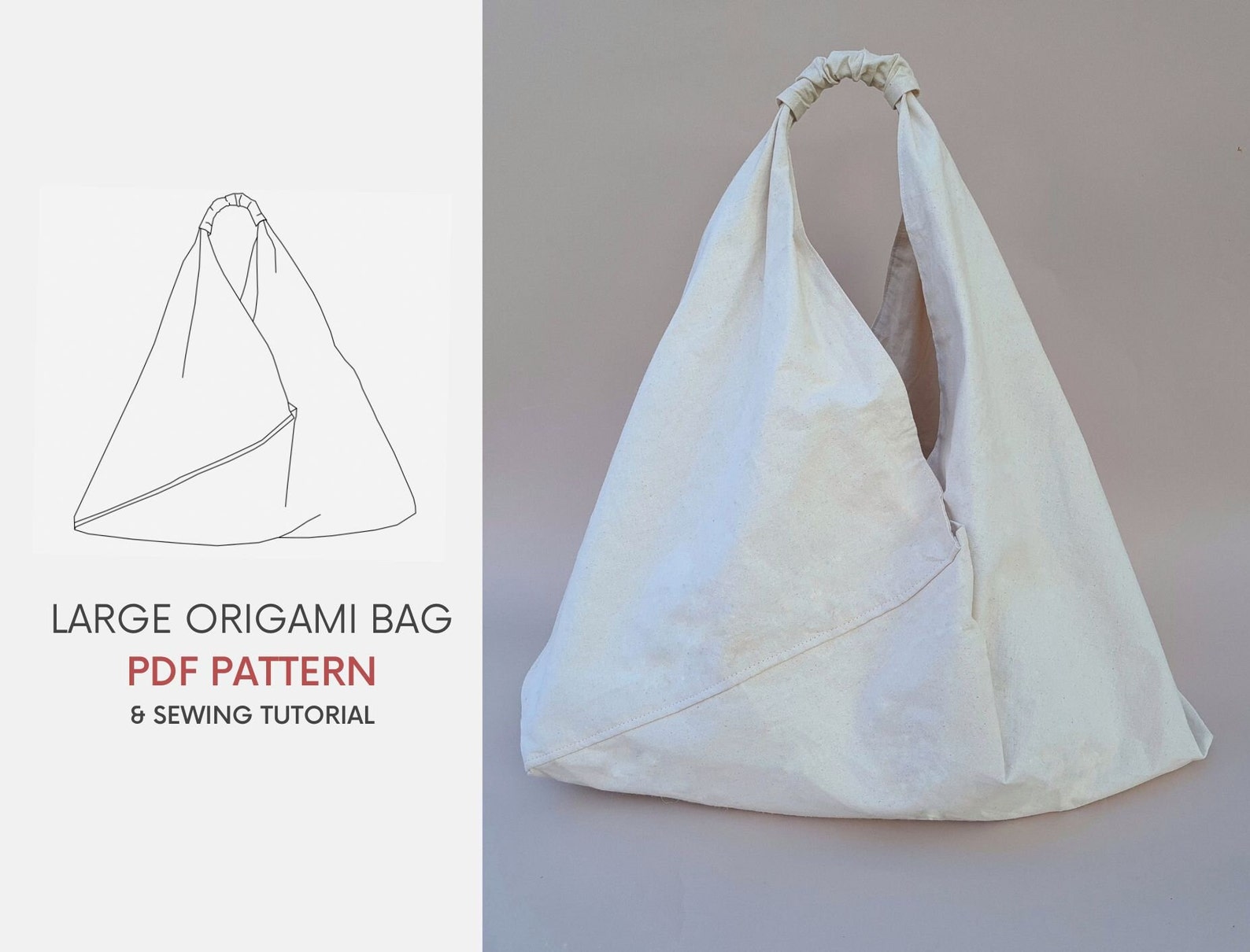 Large Origami Bag PDF Sewing Pattern With Tutorial Instant Etsy
