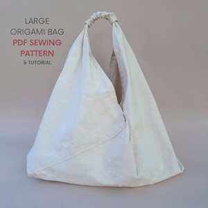 Grande borsa origami / Modello di cucito PDF con tutorial / Download digitale immediato / Grande borsa da mercato giapponese a triangolo / Cucito facile e veloce