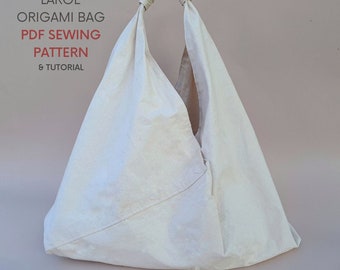 Large Origami Bag | PDF Sewing Pattern with Tutorial | Instant Digital Download | Big Triangle Japanese Market Bag | Quick Easy Sew