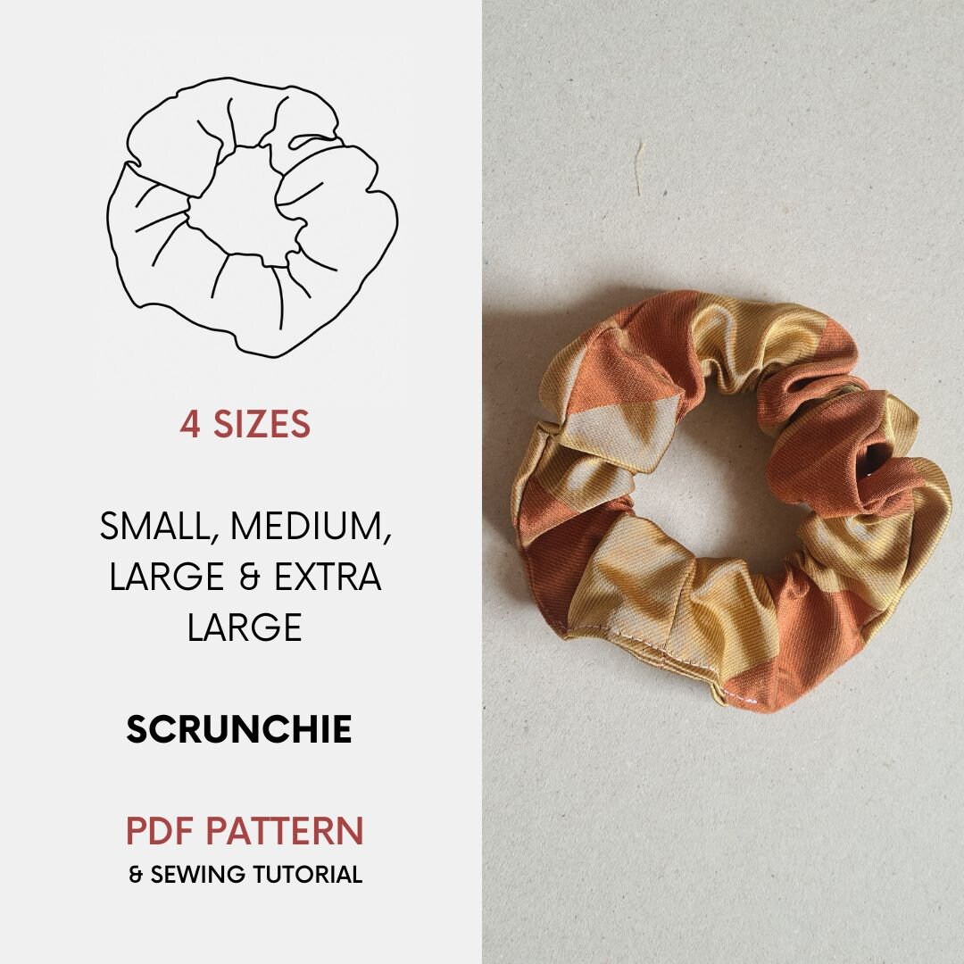4 Sizes Of Scrunchie PDF Sewing Pattern Tutorial Instant Digital 4 Sizes Of Scrunchie PDF Sewing Pattern Tutorial Instant Digital