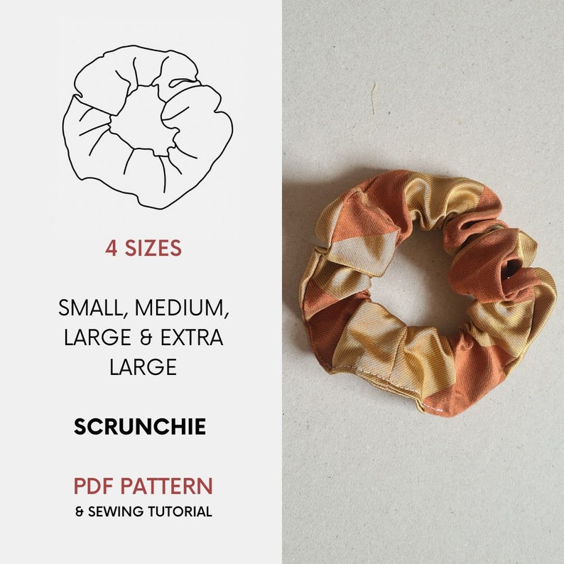 4 Sizes of Scrunchie | PDF Sewing Pattern & Tutorial | Instant Digital ...