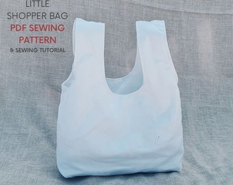 Small Shopper Bag | PDF Sewing Pattern with Tutorial | Instant Digital Download | Reversible Carrier Bag | Reusable Eco Cotton Grocery Bag
