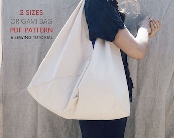 Folded Japanese Bag | PDF Sewing Pattern and Tutorial | Instant Digital Download | 2 Sizes | Small & Large | Easy Origami Bag Project