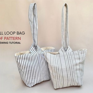 Small Loop Bag PDF Sewing Pattern & Tutorial Pull Through Closure Digital Download Easy Minimal Design Cute Canvas Everyday Bag image 3