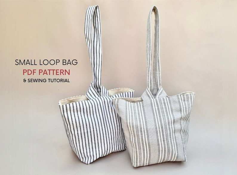 Small Loop Bag PDF Sewing Pattern & Tutorial Pull Through Closure Digital Download Easy Minimal Design Cute Canvas Everyday Bag image 3