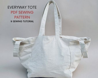 Everyway Tote Bag | PDF Sewing Pattern & Tutorial | Instant Digital Download | Simple Easy Minimal Design | Four Handle Tote Bag | Everyday