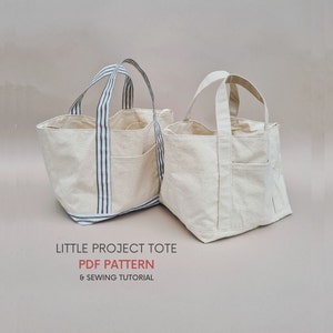 Little Project Tote with Pockets | PDF Sewing Pattern & Tutorial | Instant Digital Download | Easy Sewing | Reversible Canvas Bag Pattern