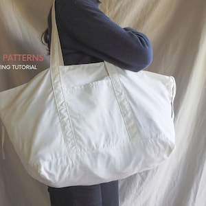 2 Größen | Utensity Tote Bag PDF Schnittmuster und Anleitung | Sofortiger digitaler Download | Tragetasche mit Taschen | Wendetasche aus Canvas