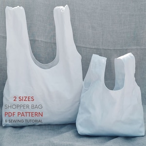 Petit et grand sac cabas | Patron de couture PDF avec tutoriel | Téléchargement numérique instantané | 2 tailles | Sac d'épicerie réutilisable en coton écologique