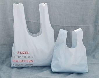 Petit et grand sac shopping | Patron de couture PDF avec tutoriel | Téléchargement numérique instantané | 2 tailles | Sac d'épicerie réutilisable en coton écologique