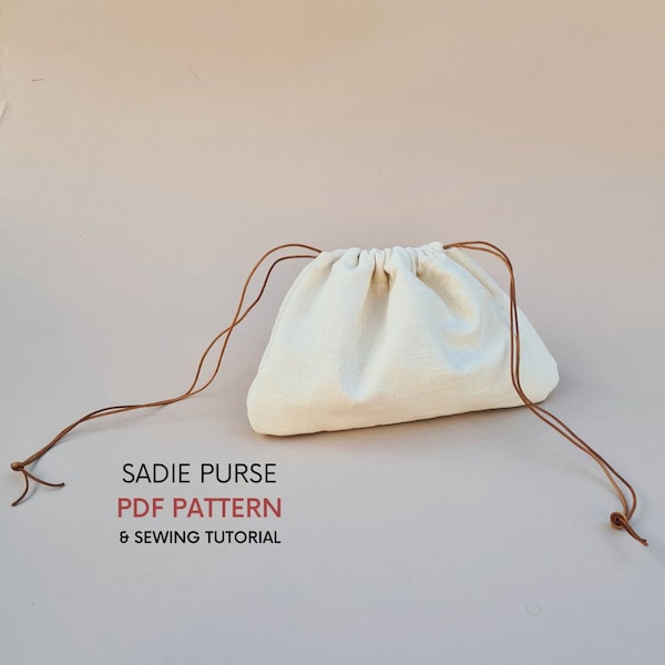 Drawstring Sadie Purse | PDF Sewing Pattern and Tutorial | Instant Digital Download | Pouch Bag | Cute Small Evening Purse | Day to Night