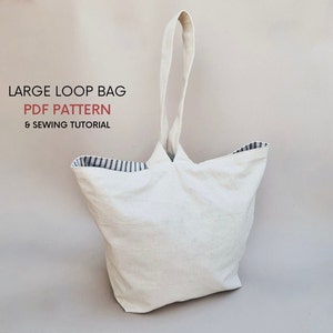 Large Loop Bag Instant Digital Download Pull Through Closure Knot Style Handle Big Canvas Beach Bag Fun Beginner Tote Bag image 3