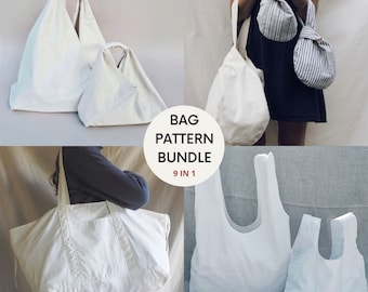 9in1 | Taschenmuster-Bundle | PDF-Schnittmuster mit Anleitung | Origami Tasche | Japanische Knotentasche | Gebrauchstasche | Öko Kaufmannsladen