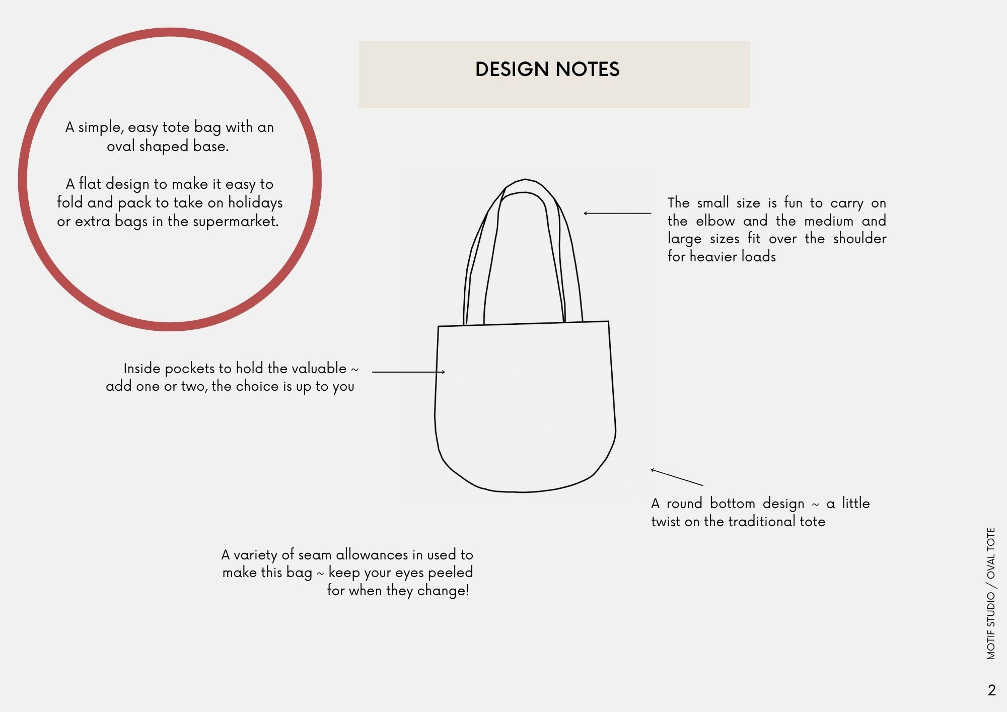 3 Sizes Oval Tote Bag | PDF Sewing Patterns With Tutorial | Small ...
