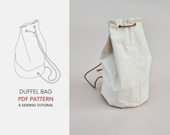 Duffel Bag PDF Sewing Pattern & Tutorial | Instant Digital Download | Round Barrel Backpack | Weekend Away Travel Bag | Sports Barrel Bag