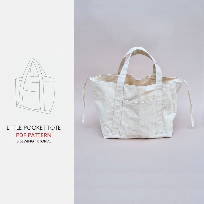 Small Pocket Tote Bag | PDF Sewing Pattern & Tutorial | Instant Digital Download | Easy Sewing Project | Reversible Canvas Tote Bag Pattern image 10