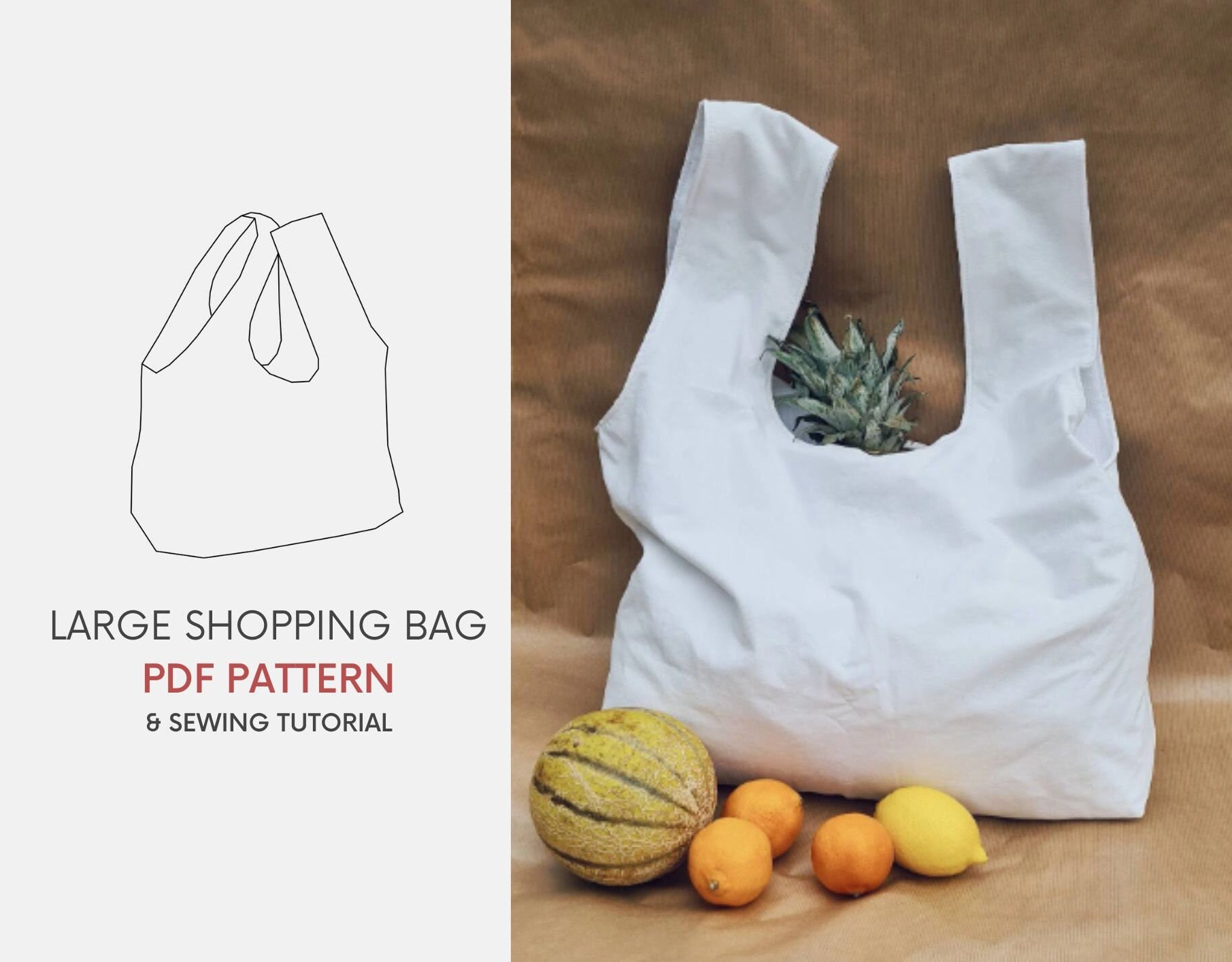 Large Eco Shopper Bag | PDF Sewing Pattern With Tutorial | Instant ...